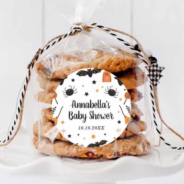 Pegatina Redonda Baby Shower de Halloween (Subido por el creador)