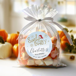 Pegatina Redonda Baby Shower de invierno de Navidades de bebé de Sa