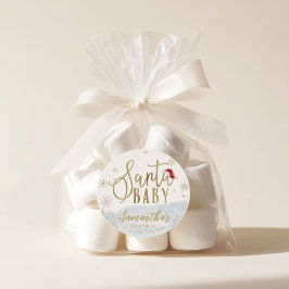 Pegatina Redonda Baby Shower de invierno de Navidades de bebé de Sa