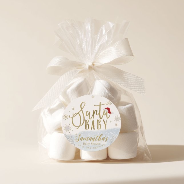 Pegatina Redonda Baby Shower de invierno de Navidades de bebé de Sa (Subido por el creador)