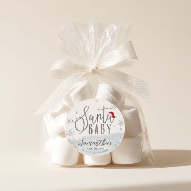 Pegatina Redonda Baby Shower de invierno de Navidades de bebé de Sa (Subido por el creador)