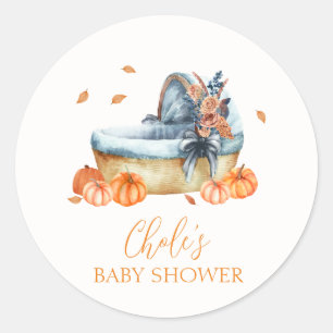 Pegatina Redonda Baby Shower de la cuna de calabaza de piel de roll