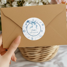 Pegatina Redonda Baby Shower de las burbujas acuáticas de Ocean