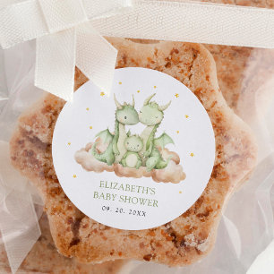 Pegatina Redonda Baby Shower de Little Dragon