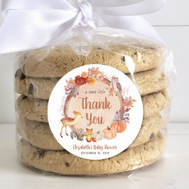 Pegatina Redonda Baby Shower de los animales de la huerta de calaba