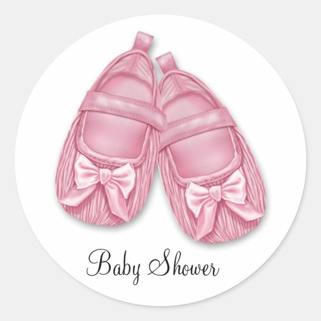 Pegatina Redonda Baby Shower de los boicos rosados (Anverso)