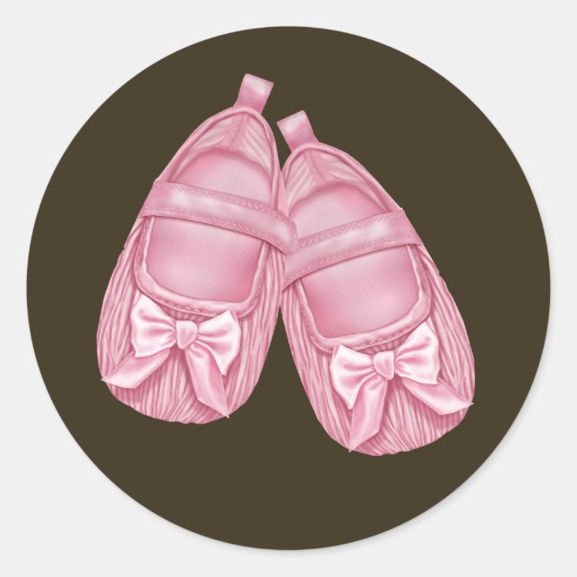 Pegatina Redonda Baby Shower de los boicos rosados (Anverso)