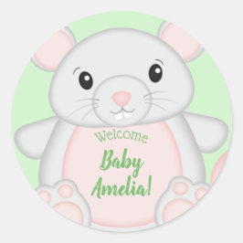 Pegatina Redonda Baby Shower de mouse