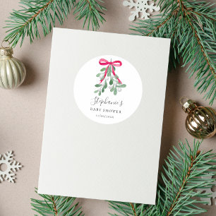 Pegatina Redonda Baby Shower de navidades