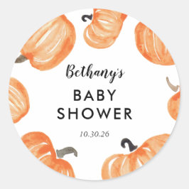 Pegatina Redonda Baby Shower de parche de calabaza