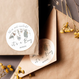 Pegatina Redonda Baby Shower de pesca