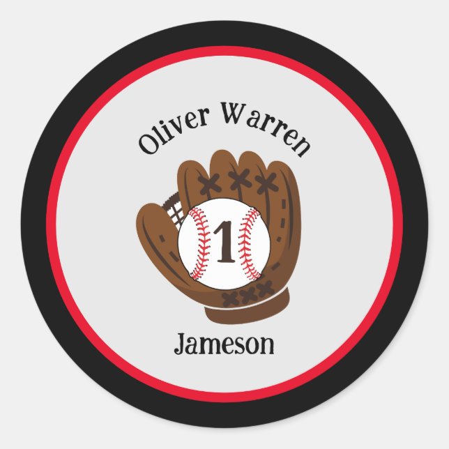 Pegatina Redonda Baby Shower de primer cumpleaños de niño bebé de e (Anverso)