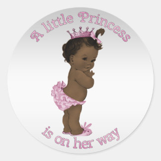 Pegatina Redonda Baby Shower de Princesa Étnica Vintage