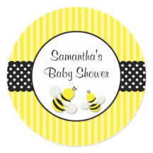 Baby Shower de puntos de polka rayados de abeja de