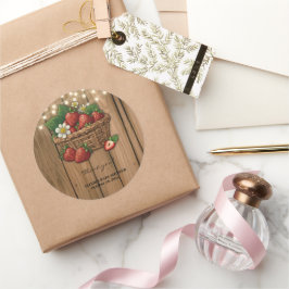 Pegatina Redonda Baby Shower de Strawberry Sweet Basket