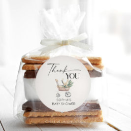 Pegatina Redonda Baby Shower de Stroller Boho Baby Neutral de Géner