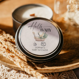 Pegatina Redonda Baby Shower de Stroller Boho Baby Neutral de Géner