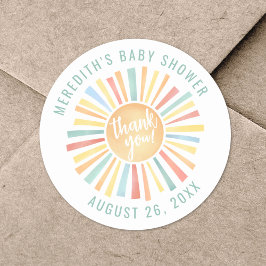 Pegatina Redonda Baby Shower de Sun Boho