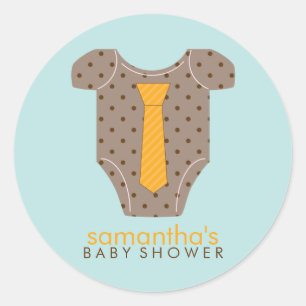 Pegatina Redonda Baby Shower de Tie Outfit Boy