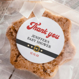 Pegatina Redonda Baby Shower de vacaciones de Santa Bebé Gracias