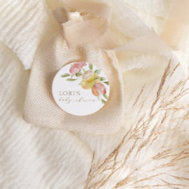 Pegatina Redonda Baby Shower de verano rosado moderno