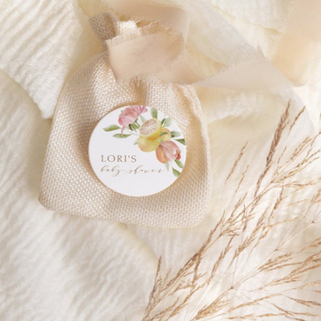 Pegatina Redonda Baby Shower de verano rosado moderno (Subido por el creador)