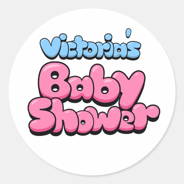 Pegatina Redonda Baby Shower de Victoria (Anverso)