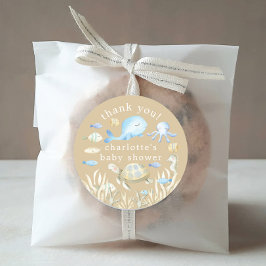 Pegatina Redonda Baby Shower de Whimsy bajo el agua