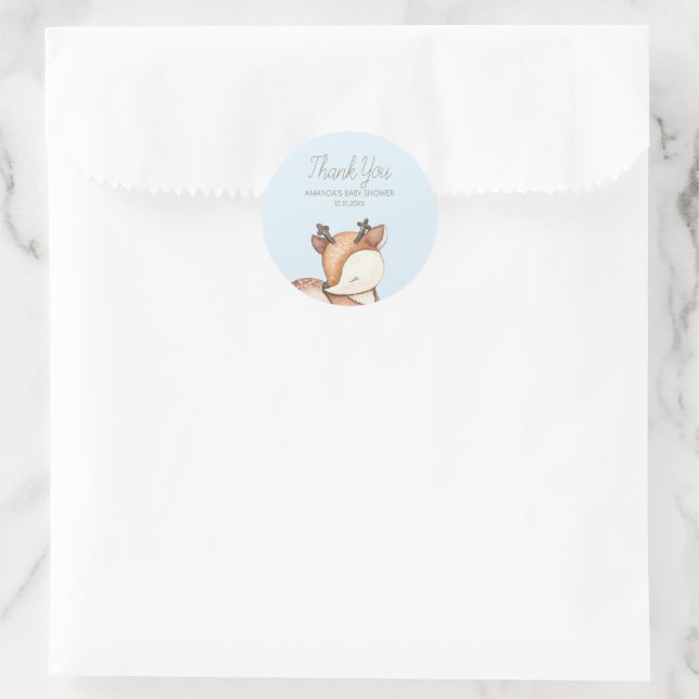 Pegatina Redonda Baby Shower de Woodland Animals (Bolso)