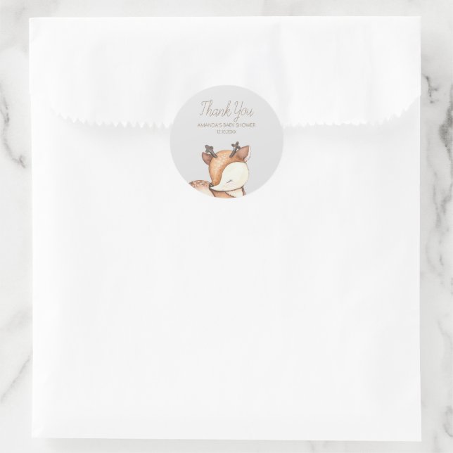 Pegatina Redonda Baby Shower de Woodland Animals (Bolso)