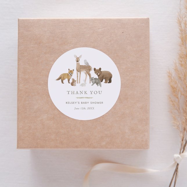 Pegatina Redonda Baby Shower de Woodland Animals (Subido por el creador)