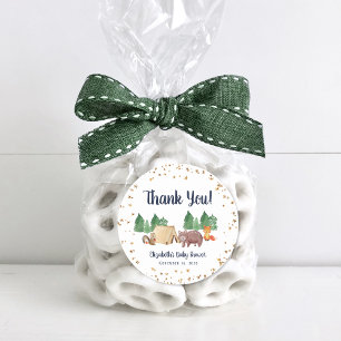 Pegatina Redonda Baby Shower de Woodland Animals