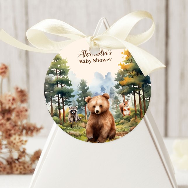 Pegatina Redonda Baby Shower de Woodland Animals (Subido por el creador)