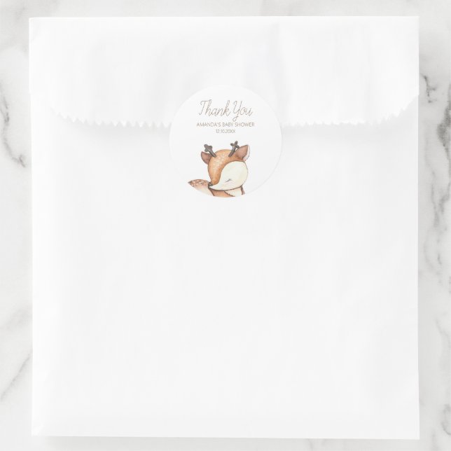 Pegatina Redonda Baby Shower de Woodland Animals (Bolso)