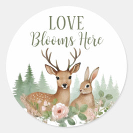 Pegatina Redonda Baby Shower de Woodland Animals