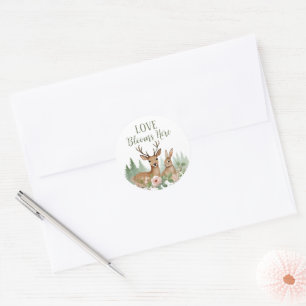 Pegatina Redonda Baby Shower de Woodland Animals