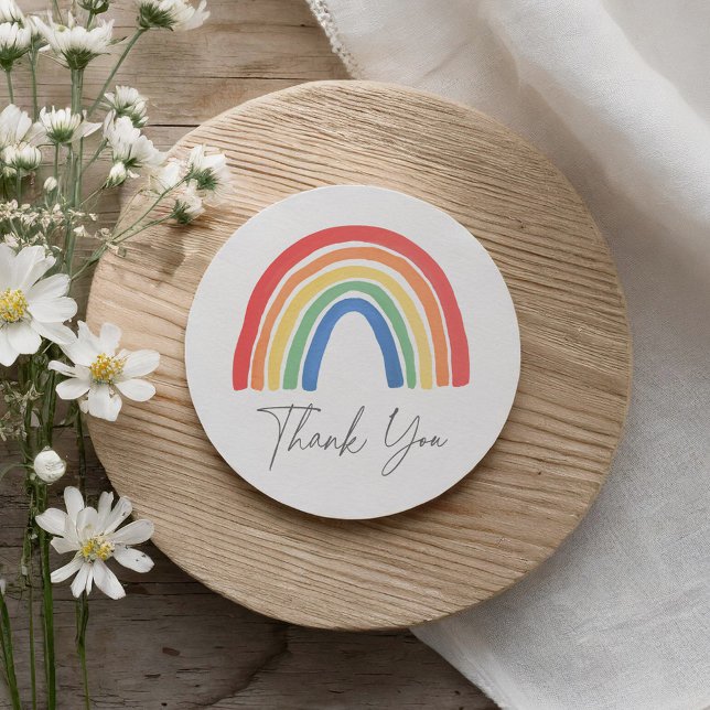 Pegatina Redonda Baby Shower del arcoiris del Boho neutral de géner (Subido por el creador)