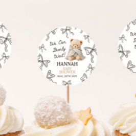 Pegatina Redonda Baby Shower del Oso Teddy Caprichoso