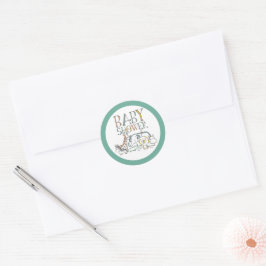 Pegatina Redonda Baby Shower Doodle Safari