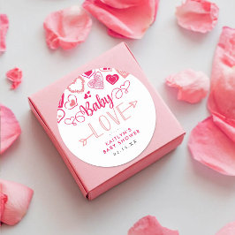 Pegatina Redonda Baby Shower, El día de San Valentín de "Baby Love"