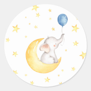 Pegatina Redonda Baby Shower elefante