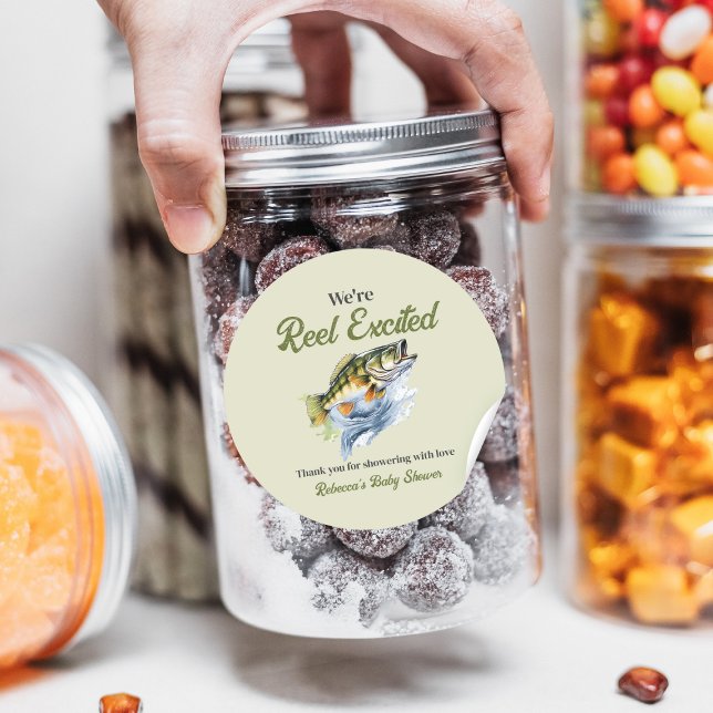 Pegatina Redonda Baby Shower Emocionado por el rojo verde de la pes (Subido por el creador)