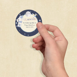Pegatina Redonda Baby Shower en el espacio ultraterrestre Gracias |