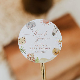 Pegatina Redonda BABY SHOWER Favor de SAFARI