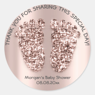 Pegatina Redonda Baby Shower Favor Gracias Chica Elegante