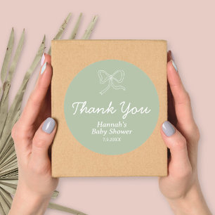 Pegatina Redonda Baby Shower Favorito de Cinta Verde Sage personali