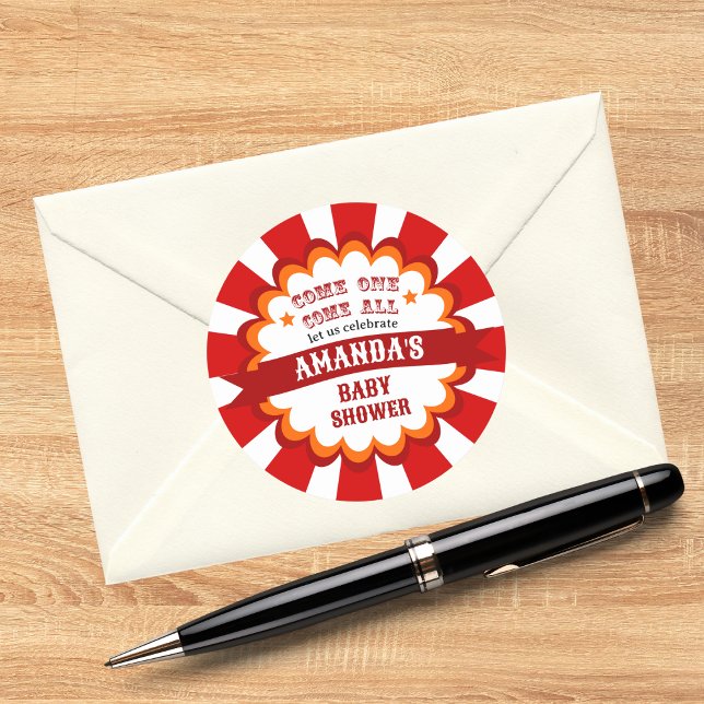 Pegatina Redonda Baby Shower Festival del Círculo de Carnaval (Subido por el creador)