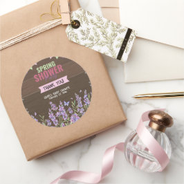 Pegatina Redonda Baby Shower Fiesta de ducha de muelle de lavanda r