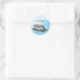 Pegatina Redonda Baby shower for a boy, van
