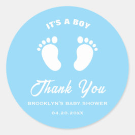 Pegatina Redonda Baby Shower Fun Trendy Es Un Niño De Pies Blancos 